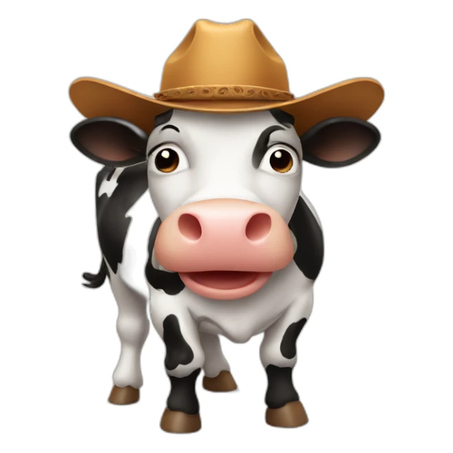 Cow with cowboy hat sticker