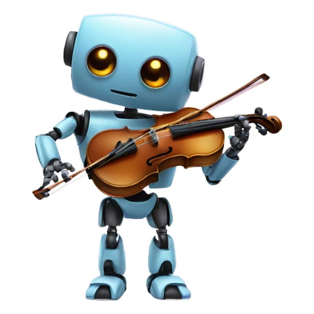 cute robot holds a violin sticker