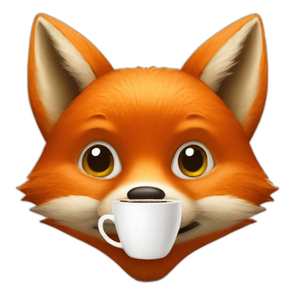 a fox drinking coffee sticker