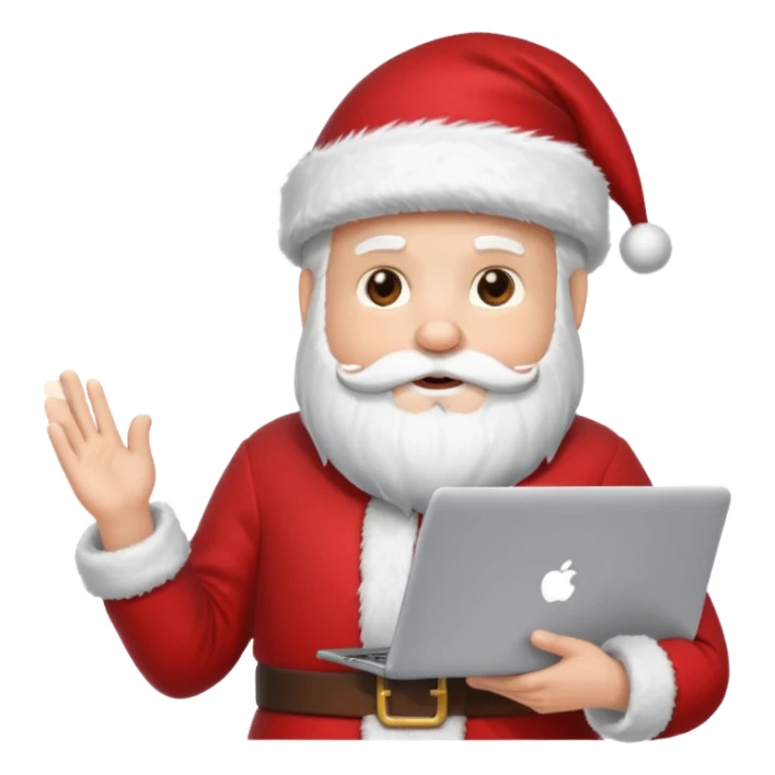 santa god with laptop, direct front sticker