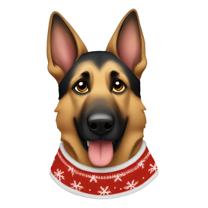 A German shepherd wearing a Christmas sweater  sticker