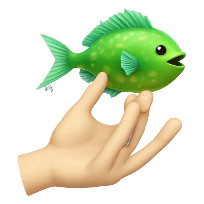 A hand with a needle about to touch a Green puffer fish sticker