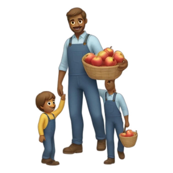 Fathers picking Up apples sticker