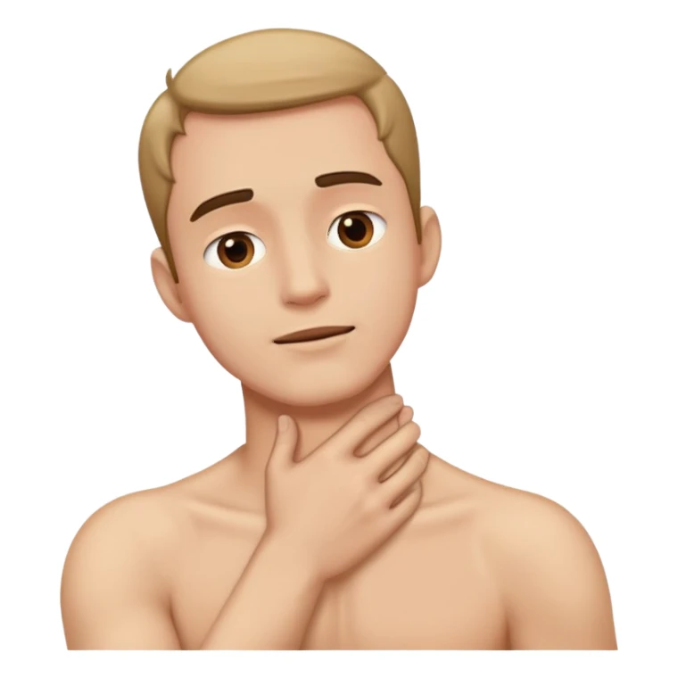 Guy holding his neck sticker