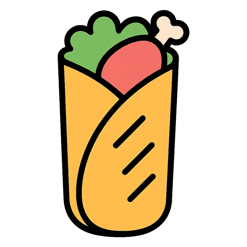 a chicken roll, minimal icon, flat design sticker