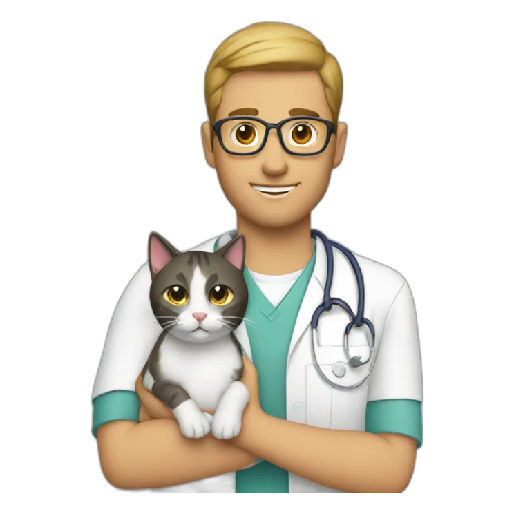 vet holding a cat sticker