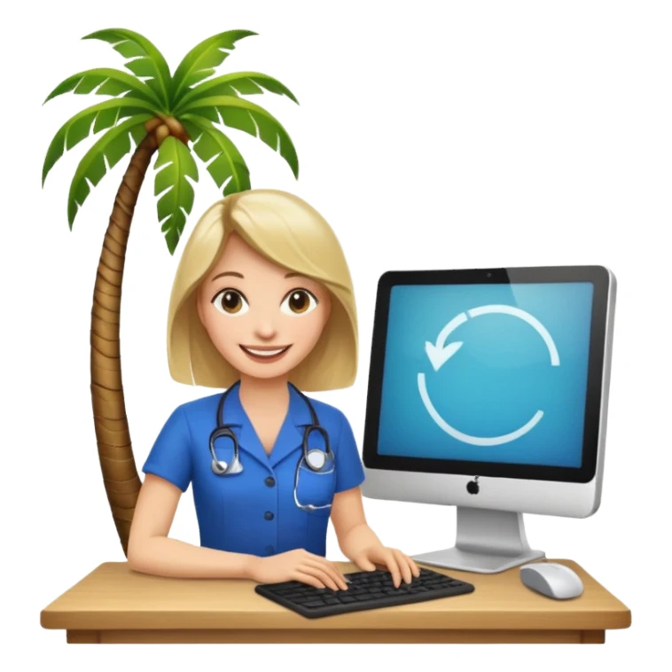 nutricionist with one computer palm tree  sticker