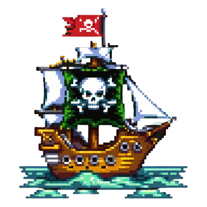 pirate ship with skull flag sticker