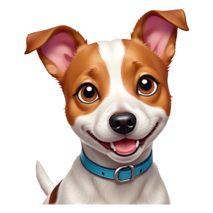 Cinematic Comical Jack Russell Terrier Portrait Emoji, Head tilted dramatically with an exaggeratedly shocked expression, featuring a perky, agile body with wide, comically expressive eyes full of playful disbelief and animated, perked ears, Simplified yet hilariously expressive features, highly detailed, glowing with a slightly sassy glow, high shine, dramatic yet playful, stylized with an air of cheeky canine mischief, soft glowing outline, capturing the essence of a meme-worthy Jack Russell Terrier that looks ready to side-eye its way into viral fame! sticker