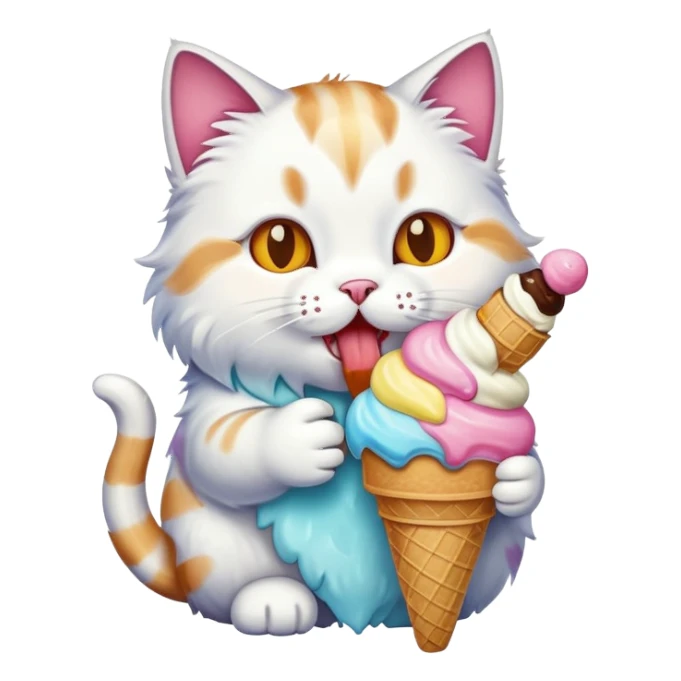 cat eating ice cream sticker