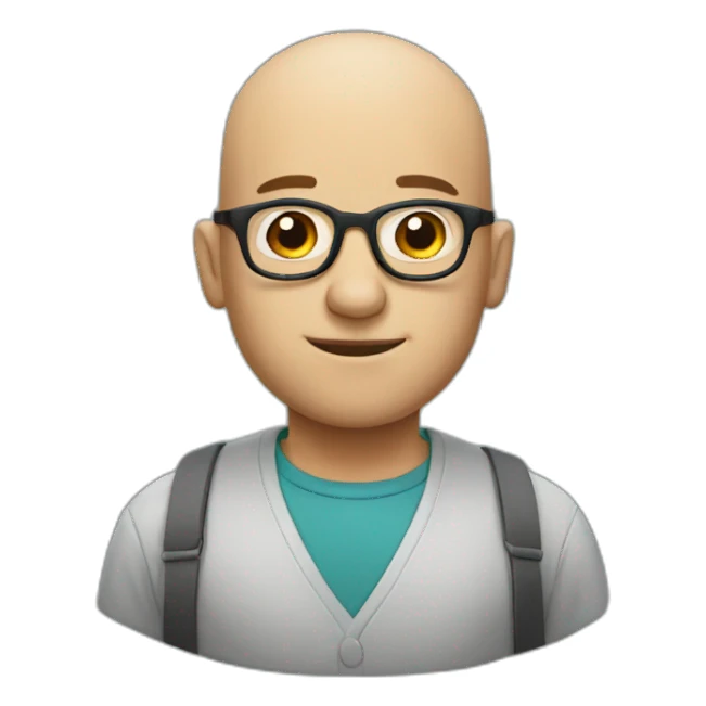 bald guy with glasses and not smiling sticker
