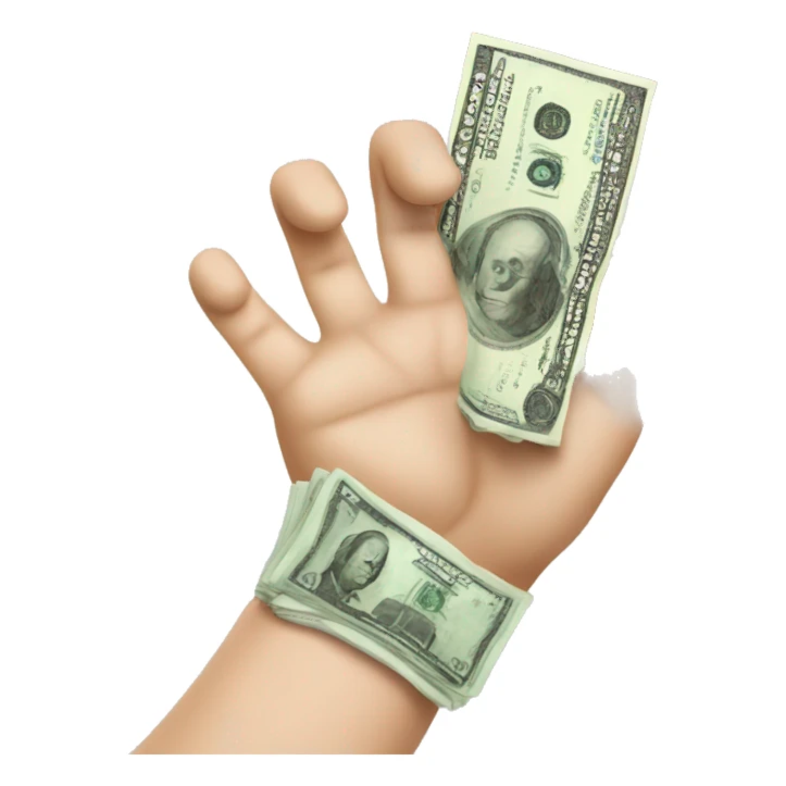 hand with cash sticker
