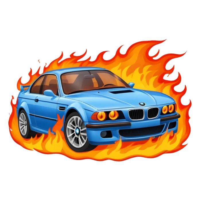 Blue bmw Car fire sticker
