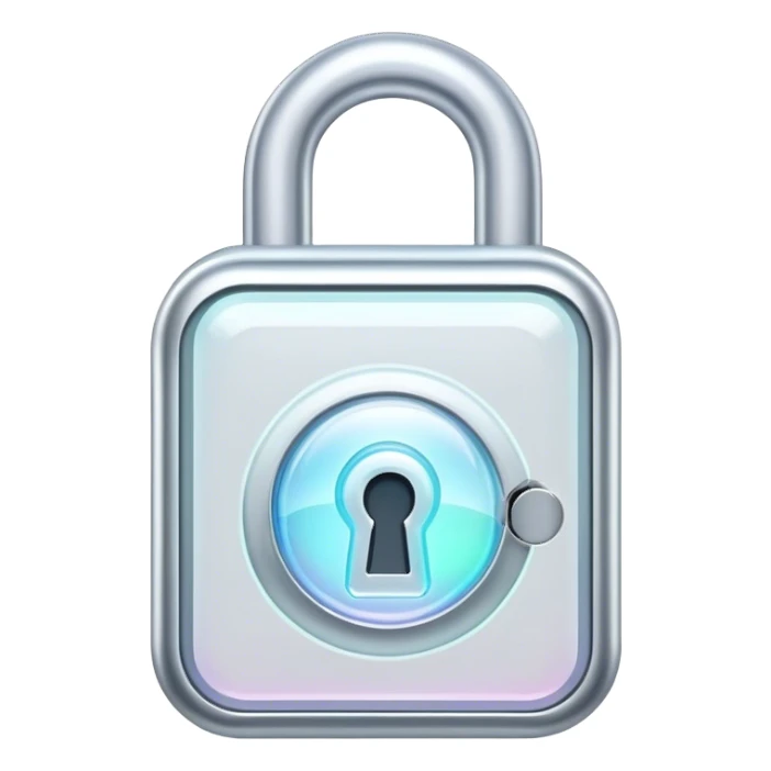 Holographic and glassmorphic white lock sticker