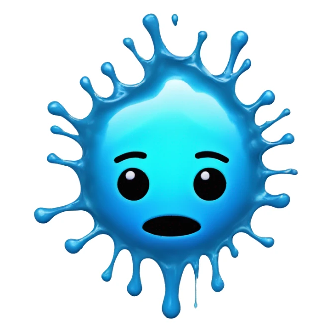 Glowing shiny Cyan blue goo splash splatter drip sticker