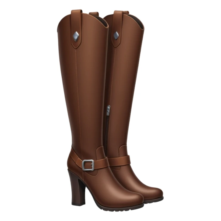 Dark brown tall leather boots with heels sticker