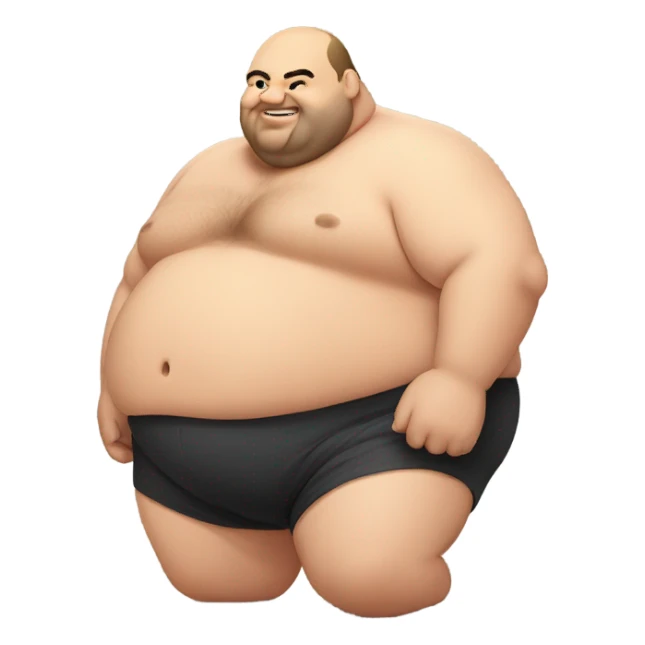 Fat man shirtless crawling, side view sticker