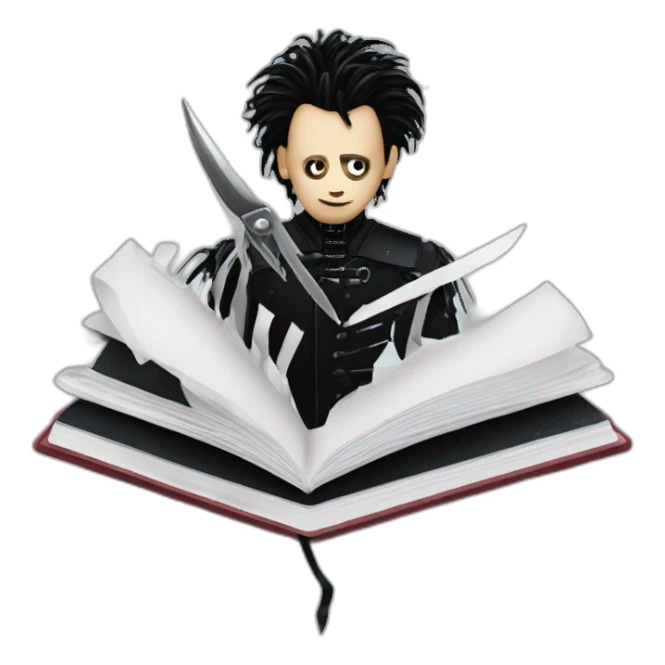 edward scissorhands cutting a notebook sticker