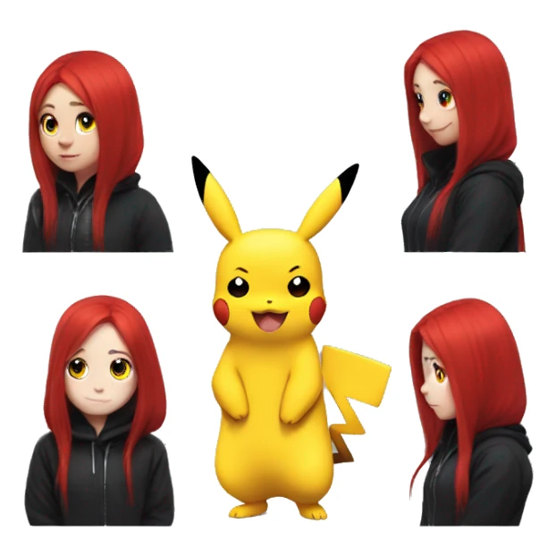 gothic red head in pikachu onesie thumb up sticker