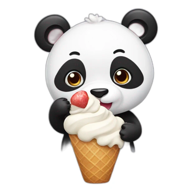 Panda eating ice cream sticker