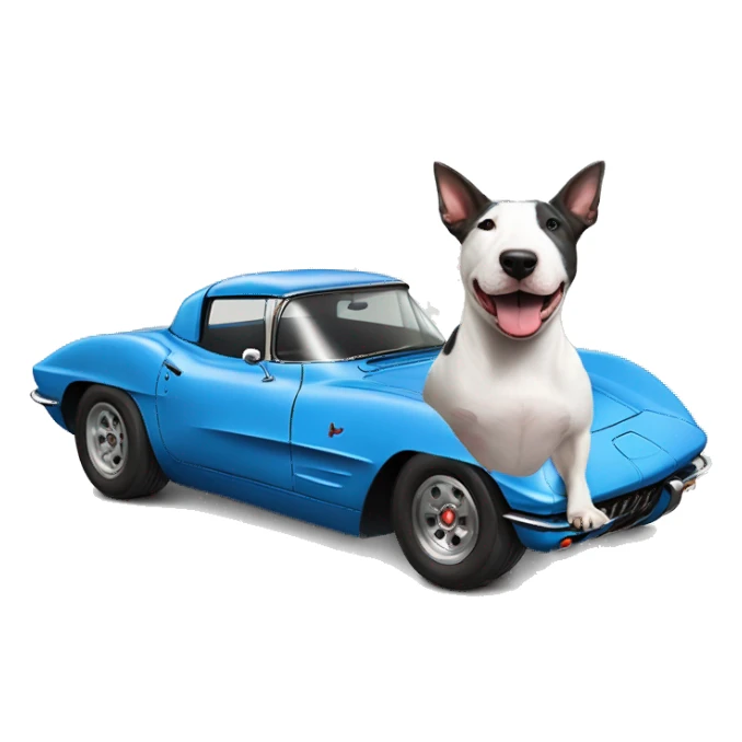 Bull terrier and blue C6 Corvette  sticker