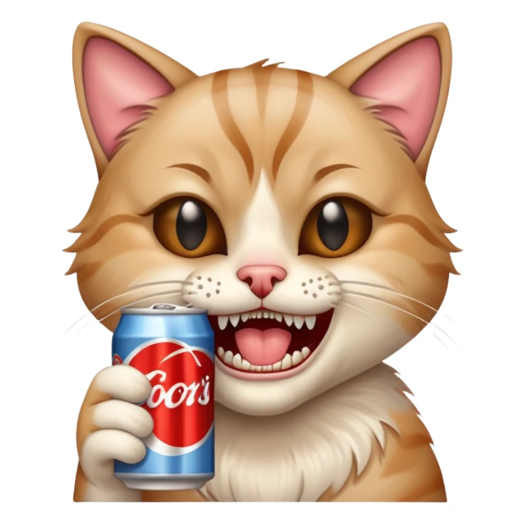crying cat with human teeth and coors light sticker
