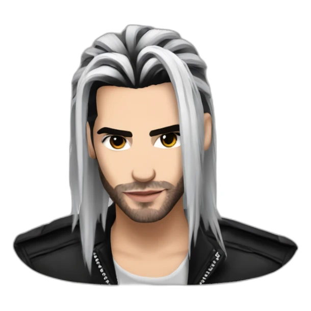 Bill Kaulitz highlights with hair down sticker