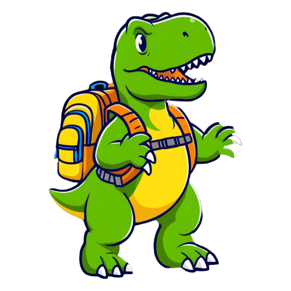 Dinosaurio rex con una mochila  sticker