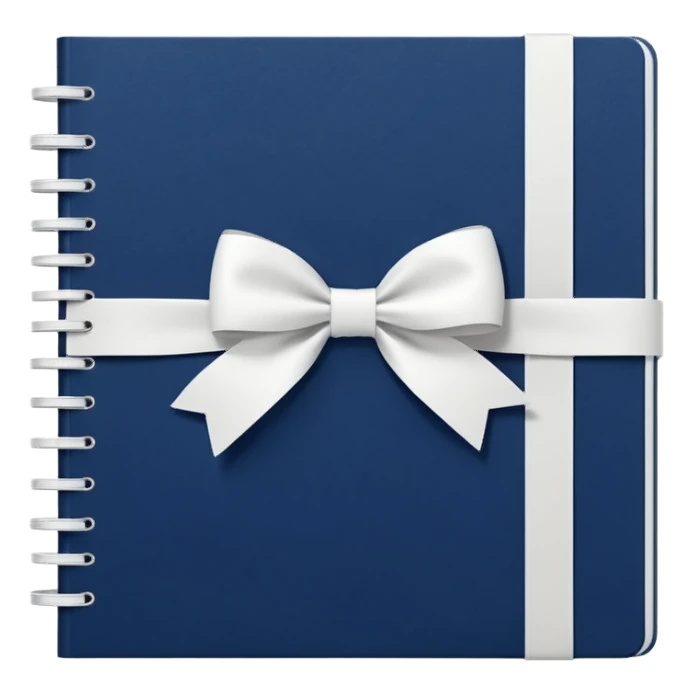 Navy blue notebook with a white bow on it sticker