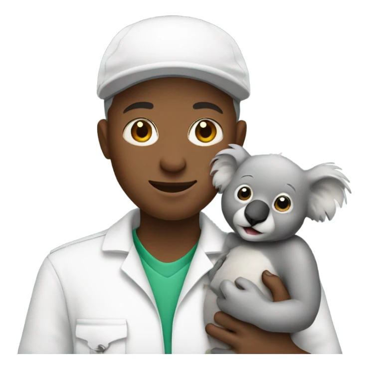 White zookeeper holding koala sticker