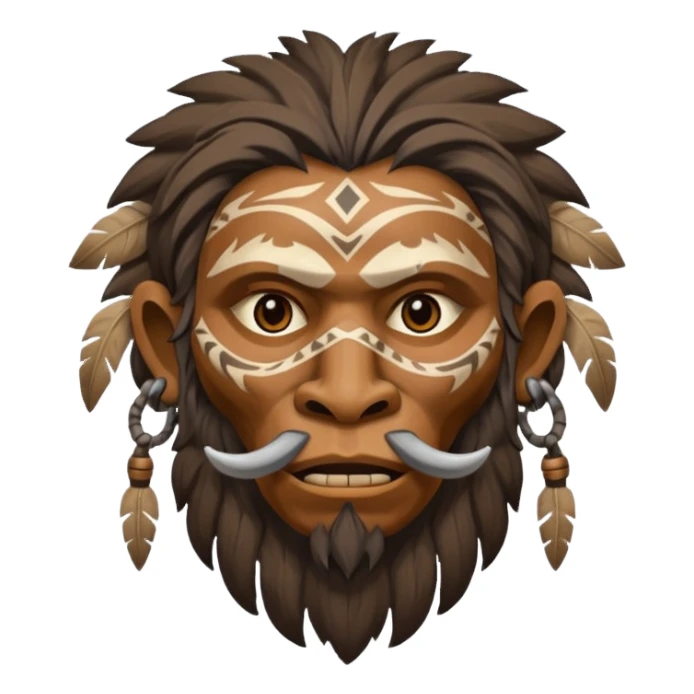cave man with ritual mask sticker