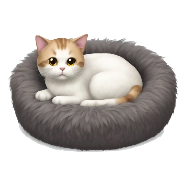 Cat bed fluffy realistic sticker