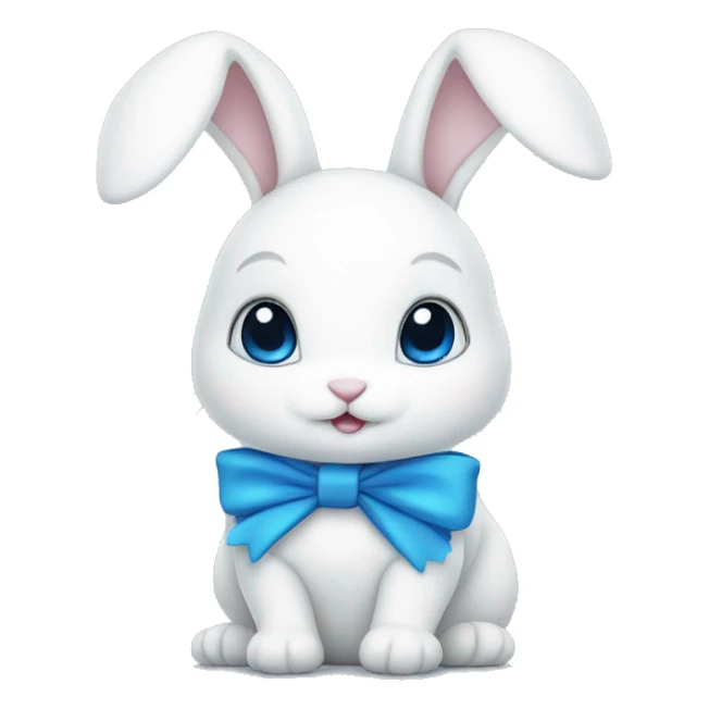 white bunny with blue bow sticker