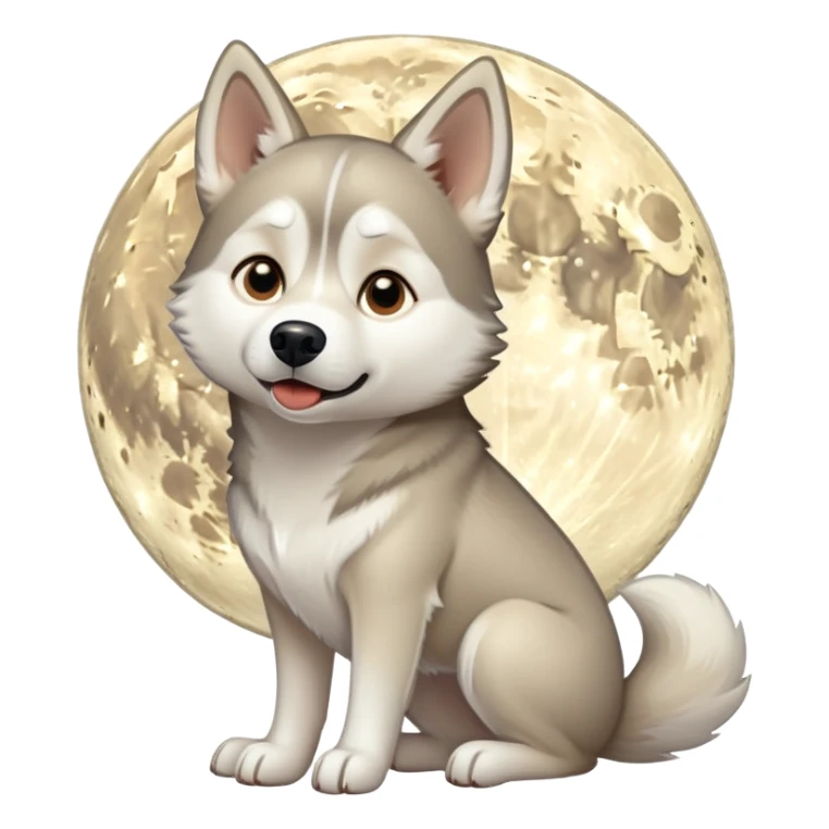 Beige husky  at moon sticker