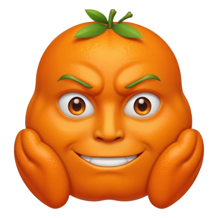 Muscular orange with a face sticker