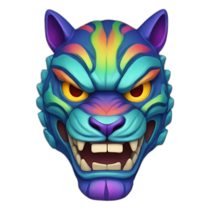 rainbow tiger oni mask sticker