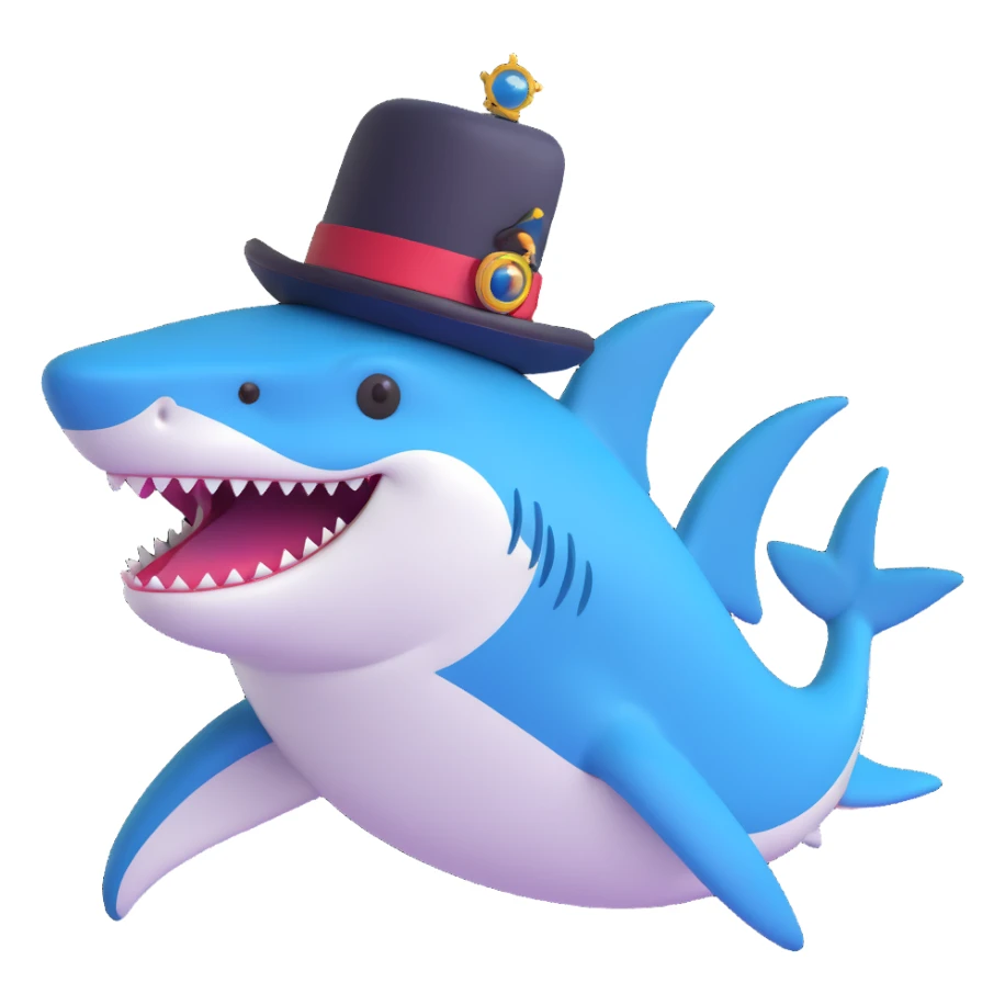 shark wearing a top hat and monocle sticker