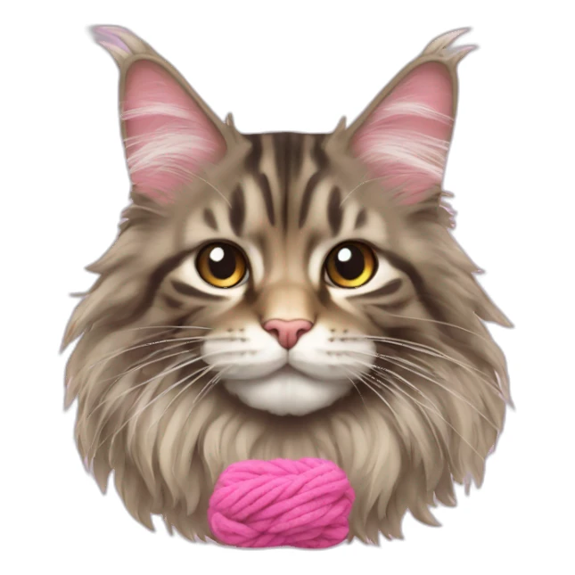 Cat Maine Coon with pink wool sticker