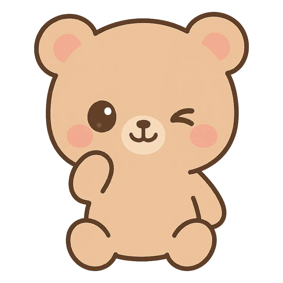 kawaii style grizzly bear winking sticker