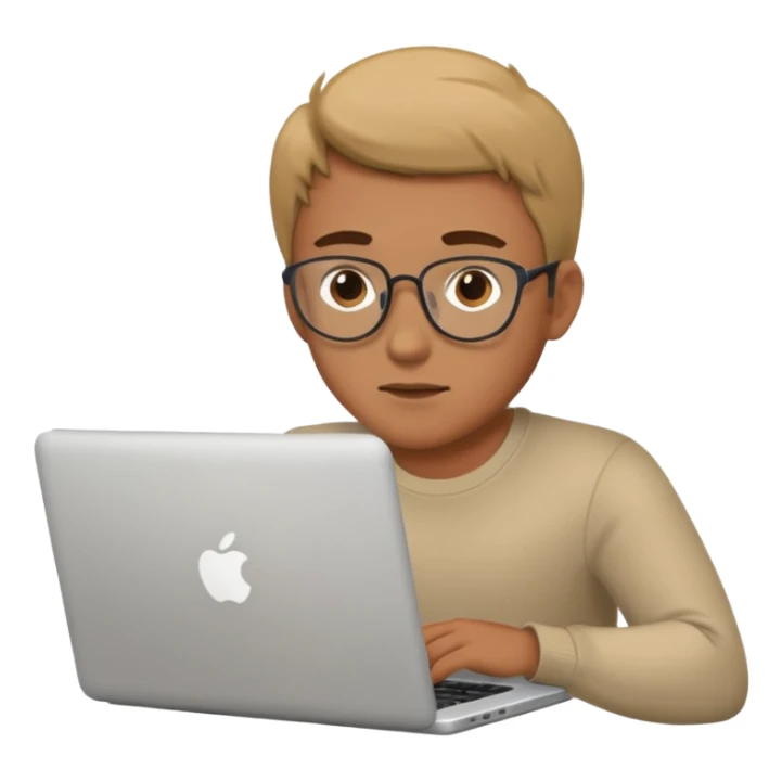 man work to laptop sticker