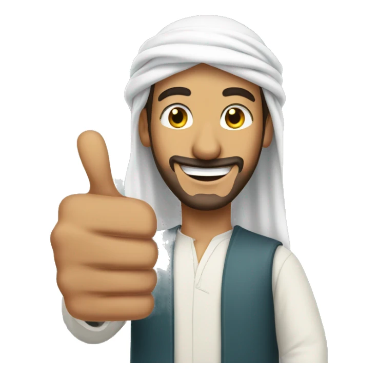 Smiling Arabic man showing thumbs up  sticker