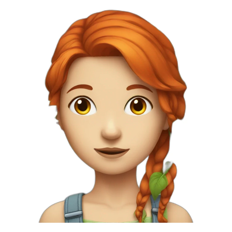red-haired girl with a sunflower sticker