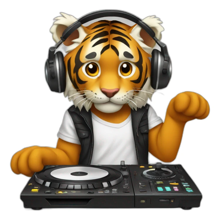 Tiger as DJ with a DJ Mix sticker