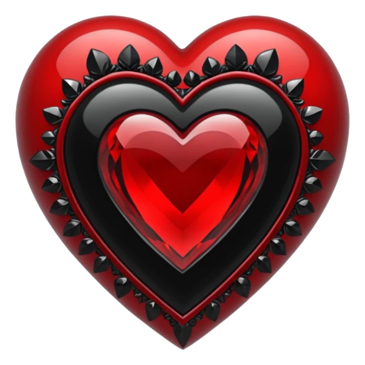Black and red gothic crystal heart sticker