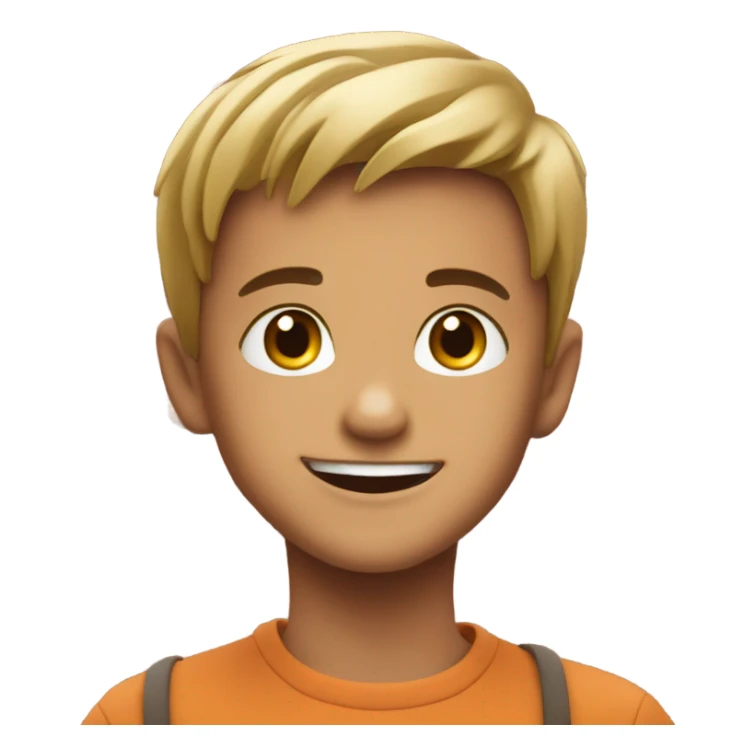 smiling boy against brick wall sticker