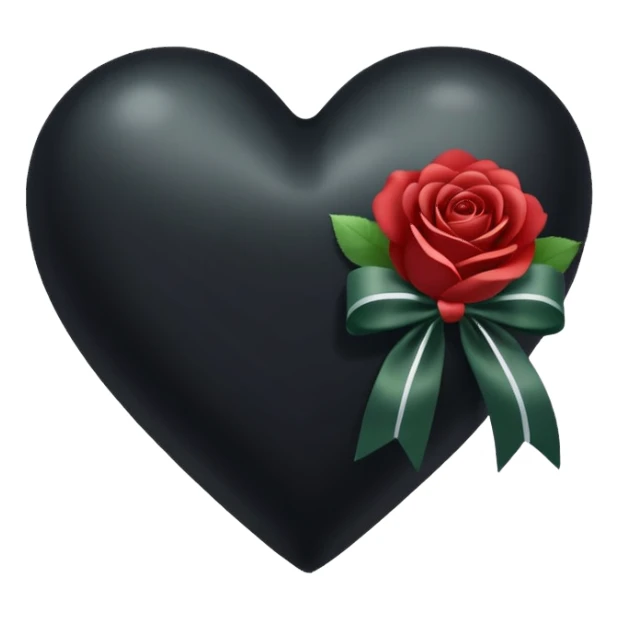 Black heart with white rose bow  sticker