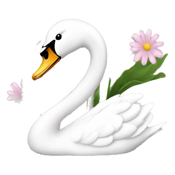 Swan with daisy flower pink sticker