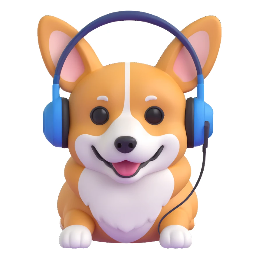 cool corgi with headphones sticker