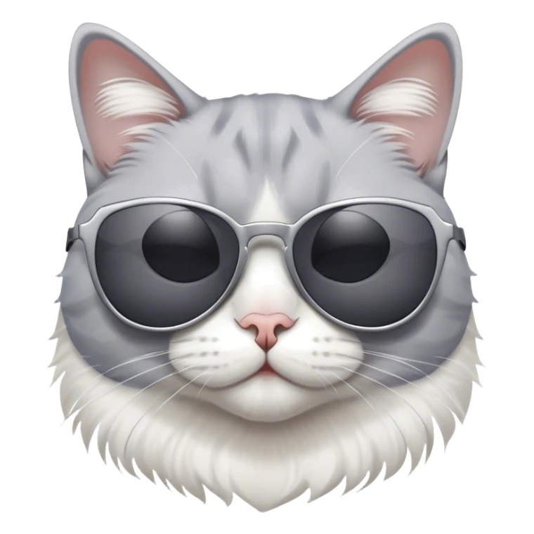 Grey and white cat with sunglasses  sticker