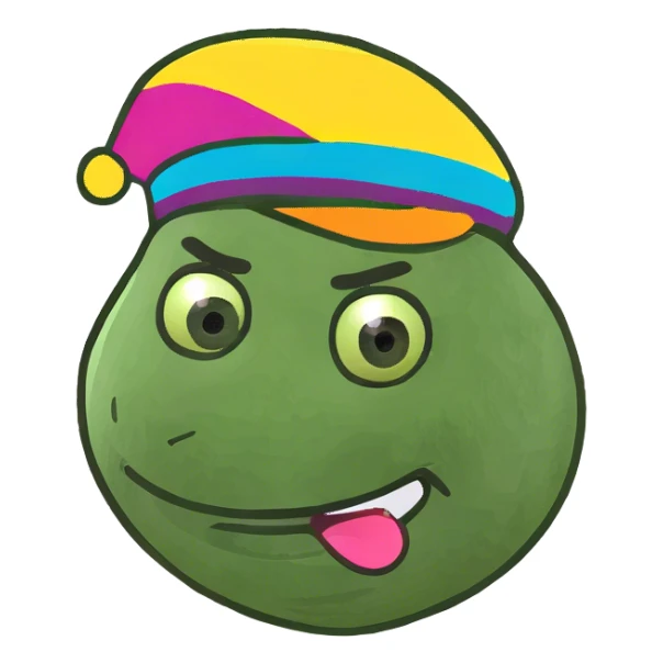 Emoji with white glaze on face sticker